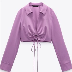 Zara Ring Detail Cropped Shirt ***NEW W/ TAGS